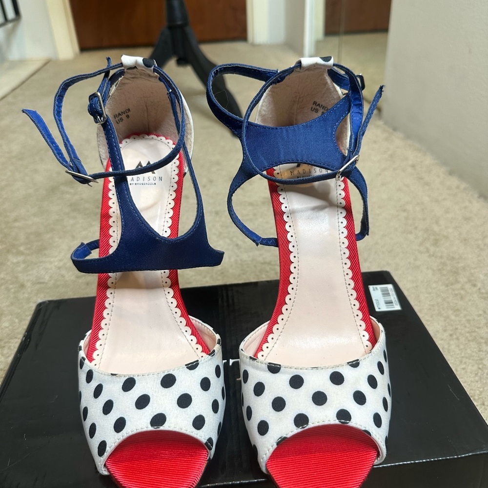 Women's Polka Dot Heels - Blue and Red